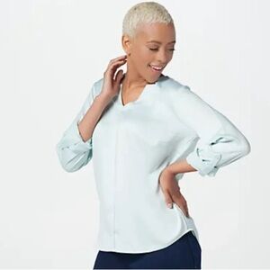 Elizabeth & Clarke Women's 100% Vegan Silk Shirt Blouse Long Sleeve Lavender 24W